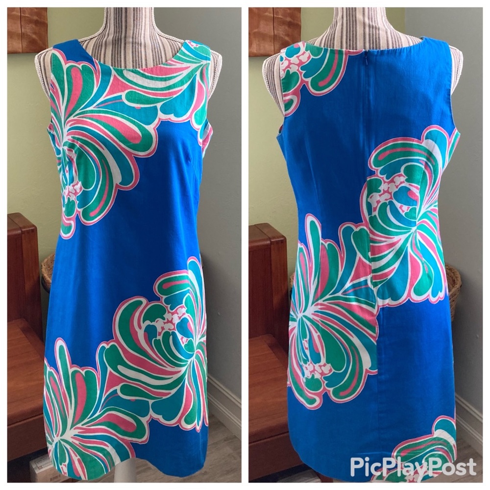 &Lilly Pulitzer Stephanie Shift Style#86273 Novelty Big Bang print Brewster Blue